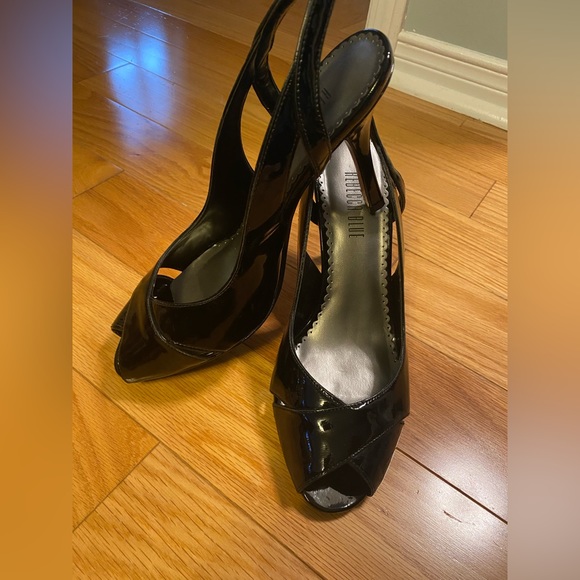 Rebecca Blue Black Patent Leather Heels Size 8.5 - Picture 4 of 4
